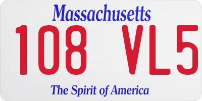 MA license plate 108VL5