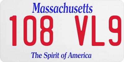 MA license plate 108VL9