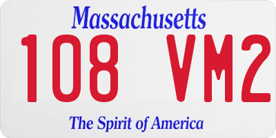 MA license plate 108VM2
