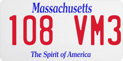 MA license plate 108VM3