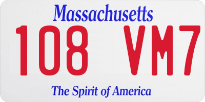 MA license plate 108VM7