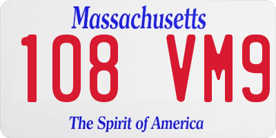 MA license plate 108VM9