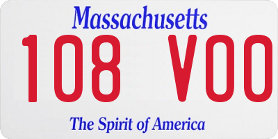 MA license plate 108VO0