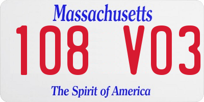 MA license plate 108VO3