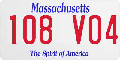MA license plate 108VO4