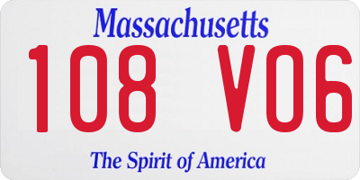 MA license plate 108VO6