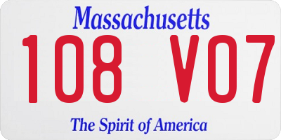 MA license plate 108VO7