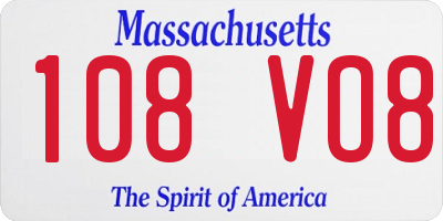 MA license plate 108VO8