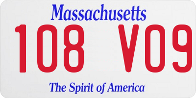 MA license plate 108VO9