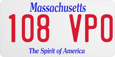 MA license plate 108VP0