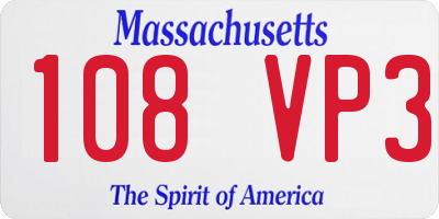 MA license plate 108VP3