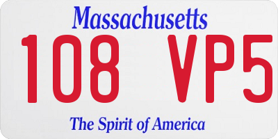 MA license plate 108VP5