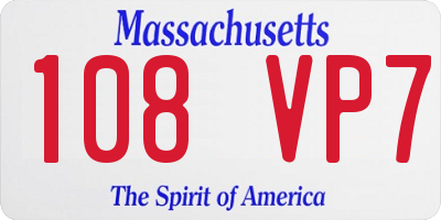 MA license plate 108VP7