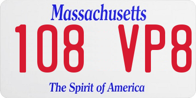 MA license plate 108VP8