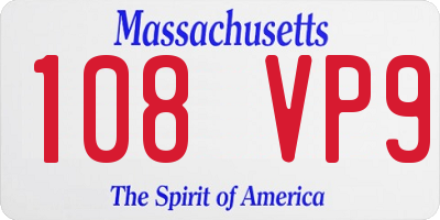 MA license plate 108VP9