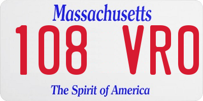MA license plate 108VR0