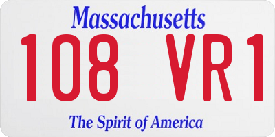 MA license plate 108VR1