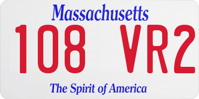MA license plate 108VR2