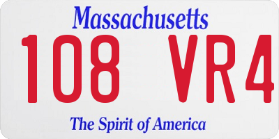 MA license plate 108VR4