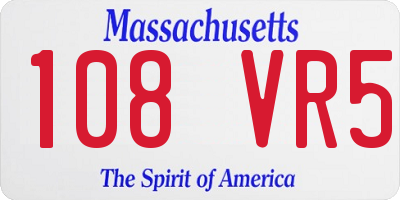 MA license plate 108VR5