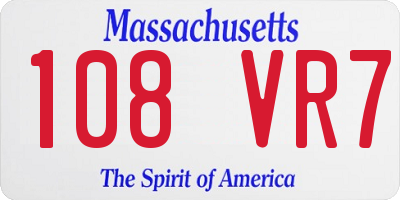 MA license plate 108VR7
