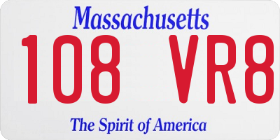 MA license plate 108VR8
