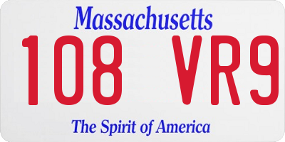 MA license plate 108VR9