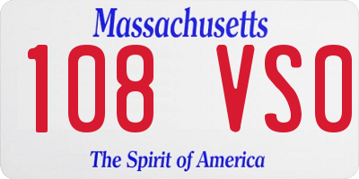 MA license plate 108VS0