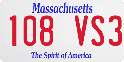 MA license plate 108VS3