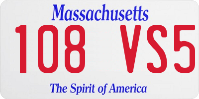 MA license plate 108VS5