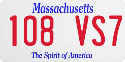 MA license plate 108VS7