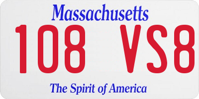 MA license plate 108VS8
