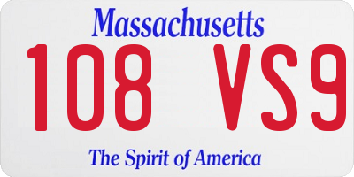 MA license plate 108VS9