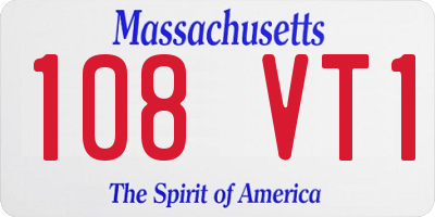 MA license plate 108VT1