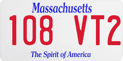 MA license plate 108VT2