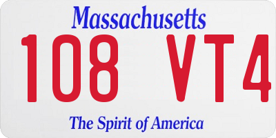 MA license plate 108VT4