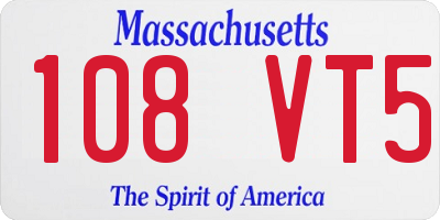 MA license plate 108VT5