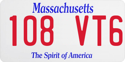 MA license plate 108VT6