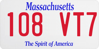 MA license plate 108VT7