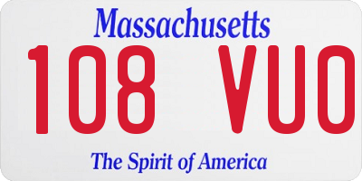 MA license plate 108VU0