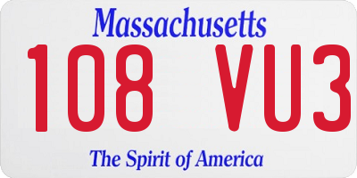 MA license plate 108VU3