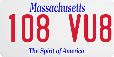 MA license plate 108VU8