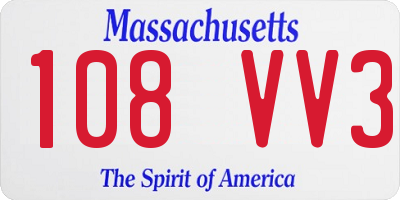 MA license plate 108VV3