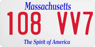 MA license plate 108VV7