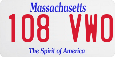 MA license plate 108VW0