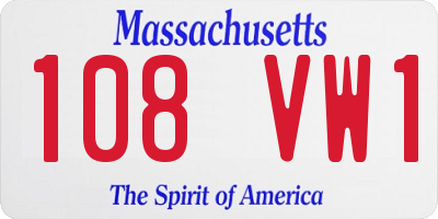 MA license plate 108VW1