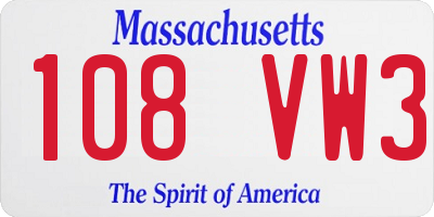 MA license plate 108VW3
