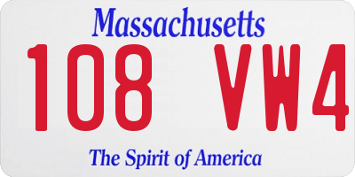 MA license plate 108VW4
