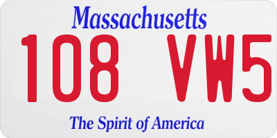 MA license plate 108VW5