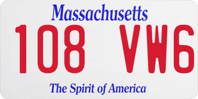 MA license plate 108VW6